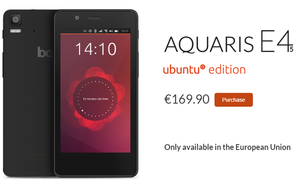 Aquaris E4.5正式發(fā)售 首款搭載Ubuntu系統(tǒng)手機
