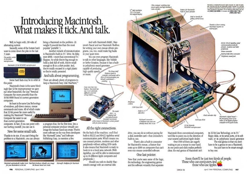 介紹Mac電腦。Mac電腦廣告，1984年4月發(fā)布。